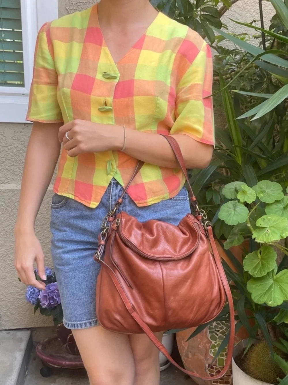 Vintage Margot New York Leather Shoulder Bag in Caramel Shoulder Bags